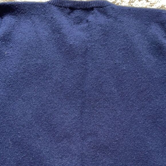 POLO RALPH LAUREN Men's Pure Lambswool Warm Soft Navy V-neck Jumper, size L - Picture 7 of 9
